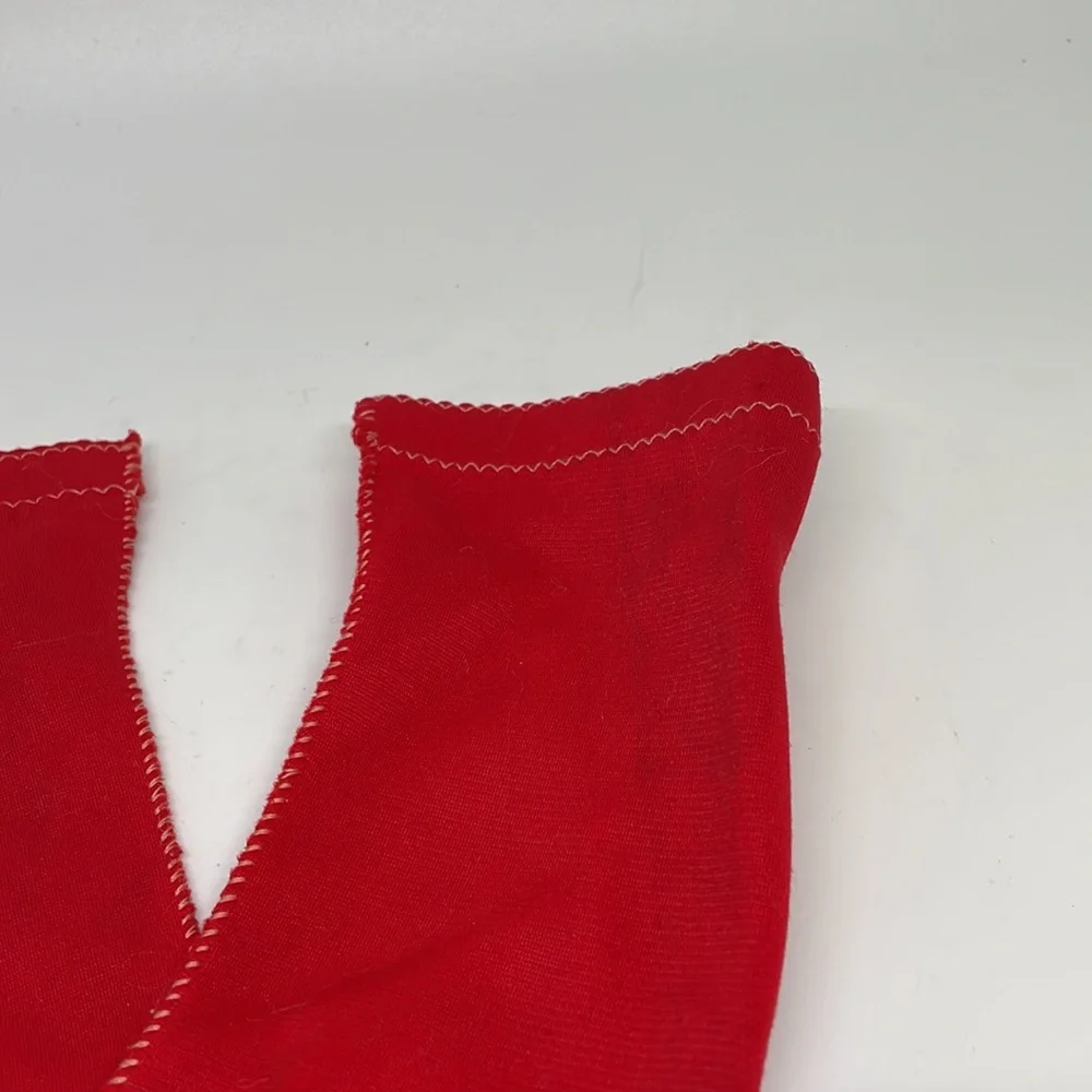 LEATHER SPUN NYLON GLOVES, red short 1950, VINTAGE, Size 6.5